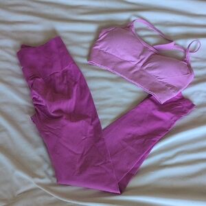 Pink Seamless Sports Bra and Leggings Set